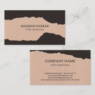 Cream and Black Paper Torn Edges Business Card