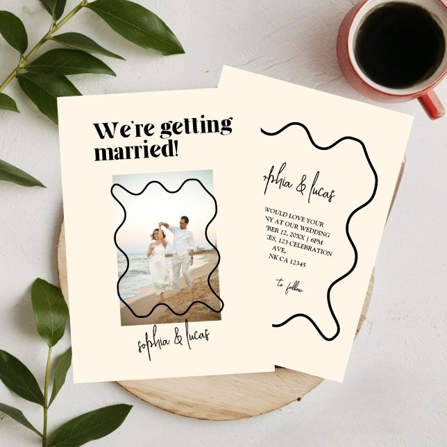 Cream and black Simple Modern Wedding Invitation (Creator Uploaded)