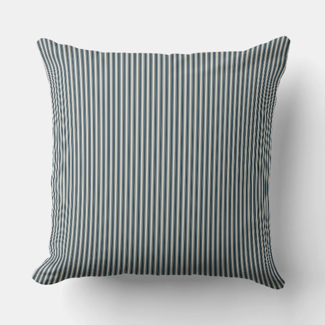 Cream and Black Ticking Stripe  Cushion (Front)
