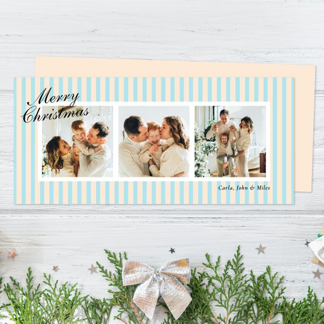 Cream and Blue Chic Vertical Stripes 3 Photo (Creator Uploaded)