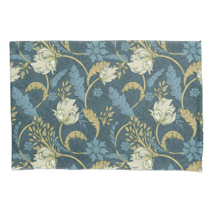 Cream and Blue Floral Art Nouveau Pillowcase