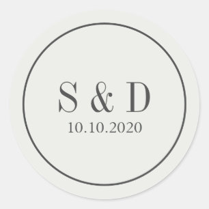 Cream and Blue    Wedding Classic Monogram Round Sticker
