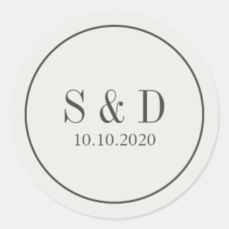 Cream and Blue |  Wedding Classic Monogram Round Sticker