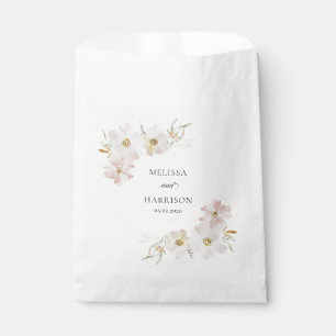 Cream and Blush Watercolor Flowers Favour Bags