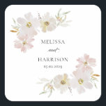 Cream and Blush Watercolor Flowers  Square Sticker<br><div class="desc">Cream and Blush Watercolor Flowers</div>