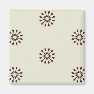 Cream and brown abstract floral pattern magnet