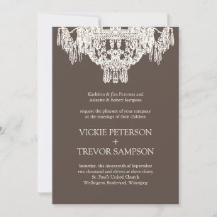 Cream and Brown Chandelier Wedding Invitations