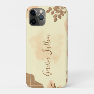 Cream and Brown Minimalist iPhone 11 Pro Case