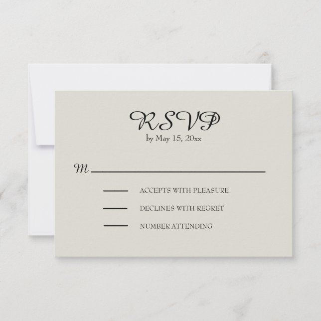 Cream and Brown Rustic Wedding RSVP (Front)