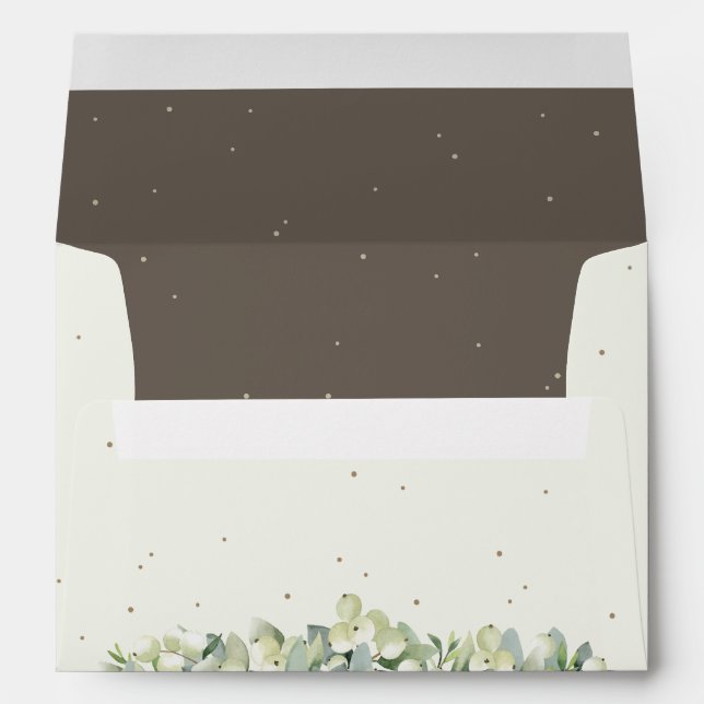 Cream and Brown Snowberry+Eucalyptus Wedding A7 Envelope (Back (Bottom))