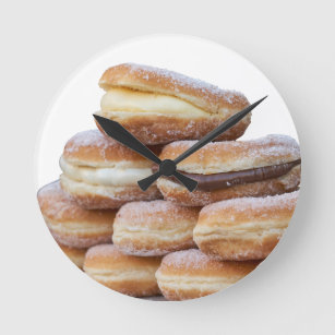 cream and chocolate doughnuts round clock