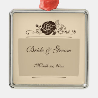 Cream and Coffee Roses Coordinating Gifts Metal Tree Decoration