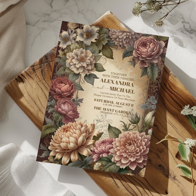 Cream and Gold Antique Gilded Frame Wedding Invitation (Creator Uploaded)