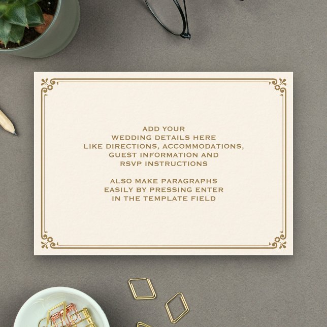 Cream and Gold Border Wedding Enclosure Card (Creator Uploaded)