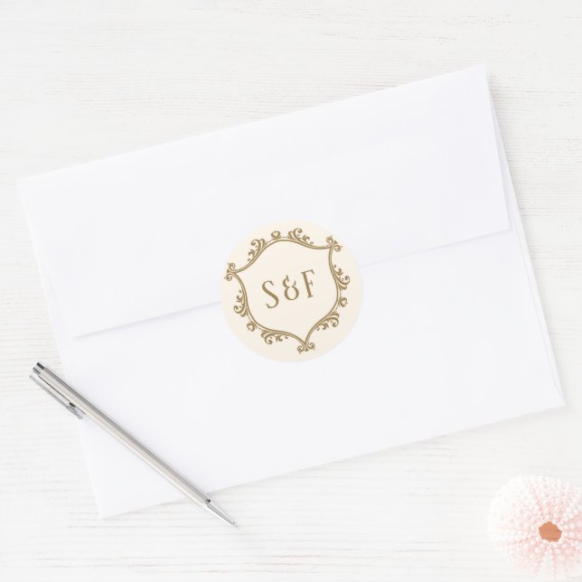 Cream and Gold Crest Monogram Envelope Seal (Envelope)