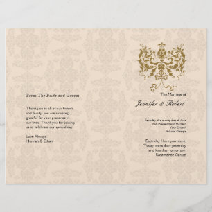 Cream and Gold Damask Wedding Program