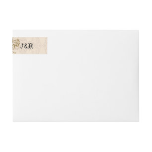 Cream and Gold Damask Wedding Wrap Around Label