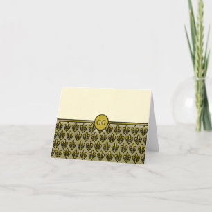 Cream and Gold Fleur De Lis Monogrammable Cards
