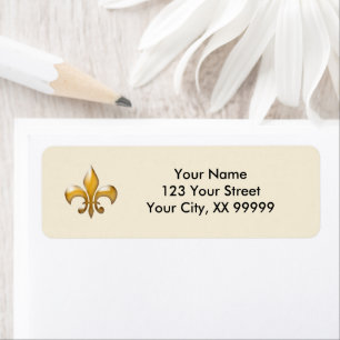 Cream and Gold Fleur de Lis Return Address Labels