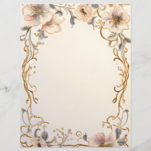 Cream and Gold Floral Celebration Custom Letterhead