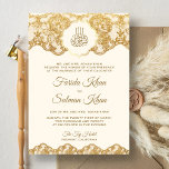Cream and Gold Foil Lace Islamic Muslim Wedding Invitation<br><div class="desc">Amaze your guests with this elegant wedding invite featuring beautiful faux gold foil lace with 'Bismillah' in Arabic calligraphy. Simply add your event details on this easy-to-use template to make it a one-of-a-kind invitation.</div>