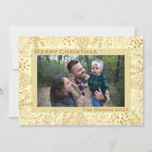 Cream and Gold Foliage Christmas Card