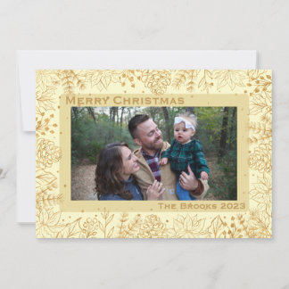 Cream and Gold Foliage Christmas Card