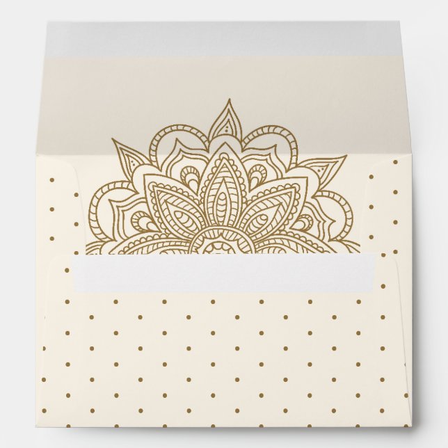 Cream and Gold Henna Mehndi Wedding Envelope (Back (Bottom))