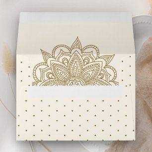 Cream and Gold Henna Mehndi Wedding Envelope