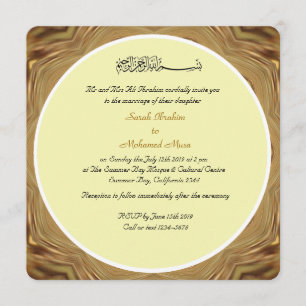 Cream and gold Muslim wedding Invitation