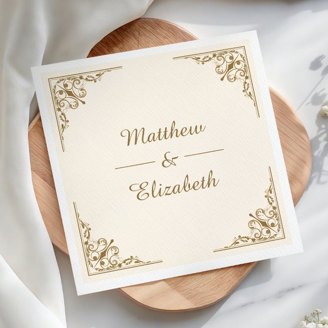 Cream and Gold Ornate Wedding Paper Napkin (Creator Uploaded)
