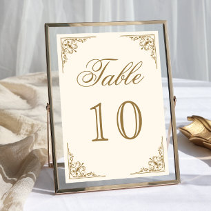 Cream and Gold Ornate Wedding Table Number