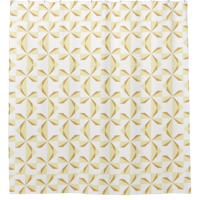 Cream and Gold Pinwheel Shower Curtain (Front)