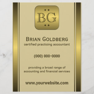 Cream and Gold Plate 8.5" x 11" Accountant Flyers