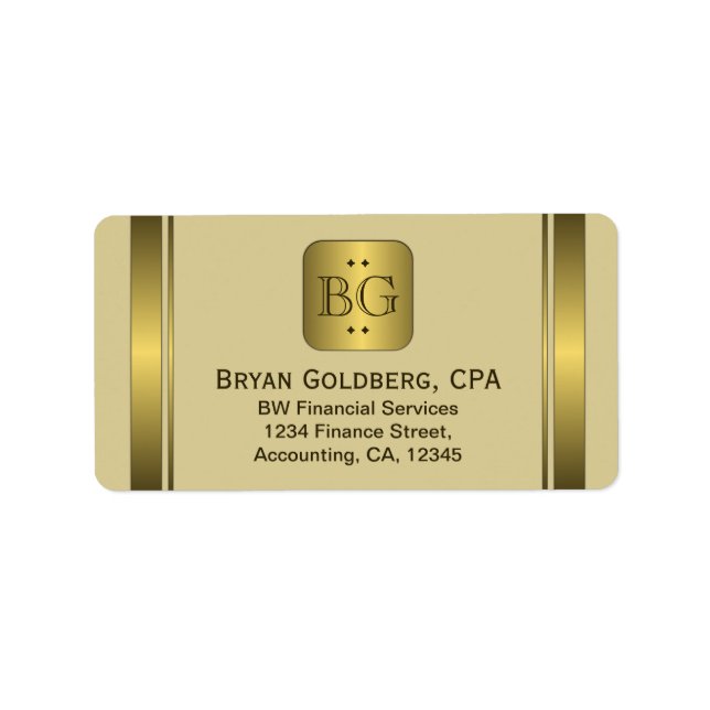 Cream and Gold Plate Elegant Address Labels (Front)