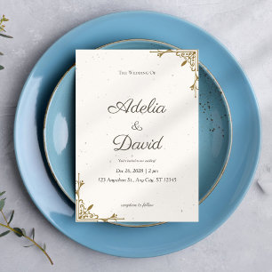 Cream and Gold Simple Elegant Wedding Invitation
