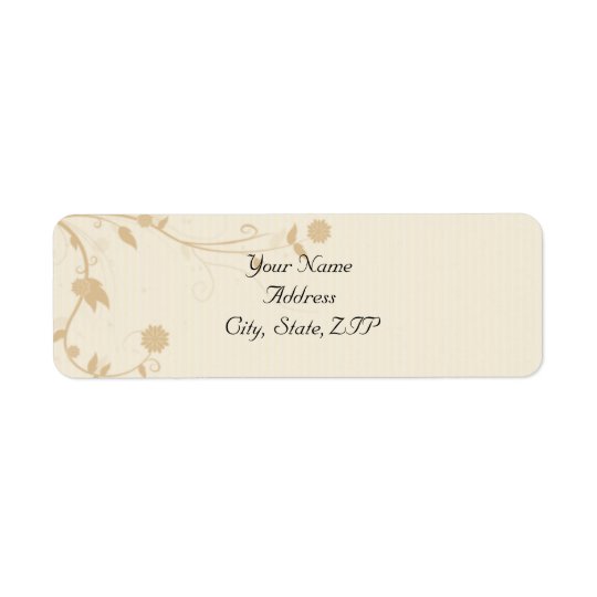 Cream and Gold Vintage Pinstripe Floral Return Address Label