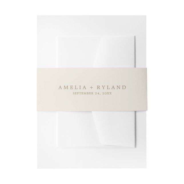 Cream and Gold Wedding Invitation Belly Band (Front Example)