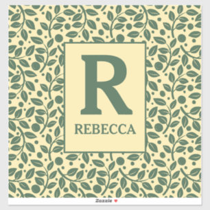 Cream and Green Leaf Pattern Luggage