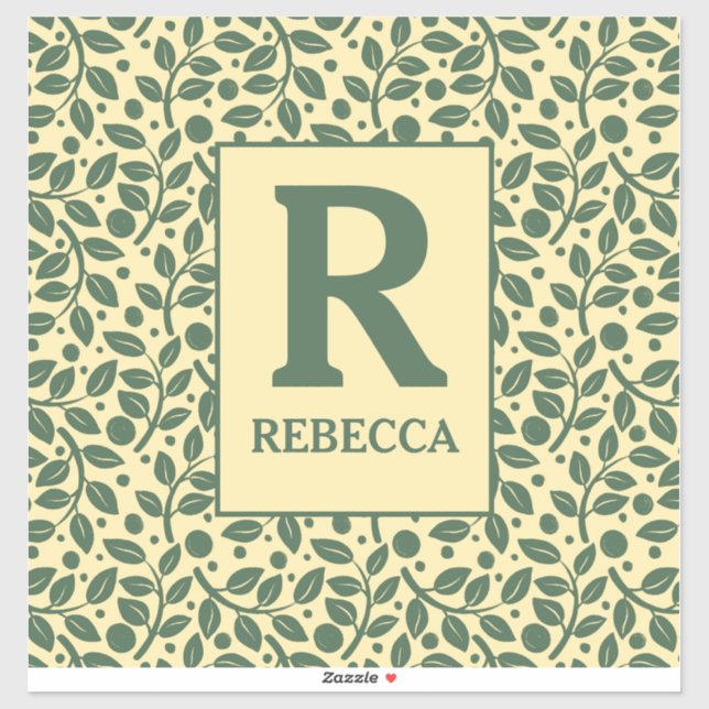 Cream and Green Leaf Pattern Luggage (Sheet)