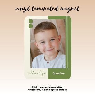 Cream and green miss you grandma photo magnet
