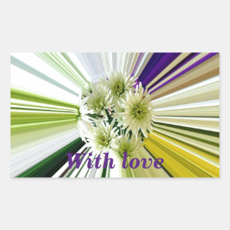 Cream and Green Striped Abstract Floral Rectangular Sticker