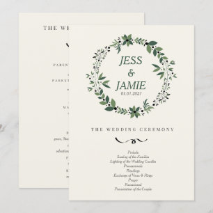 Cream and Green Wedding Program Invitation