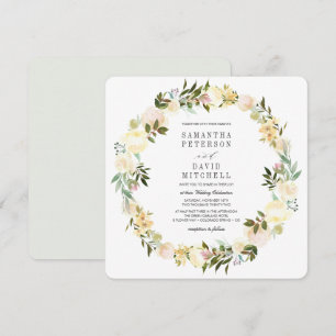 Cream and Grey   Botanical Garland Floral Wedding Invitation
