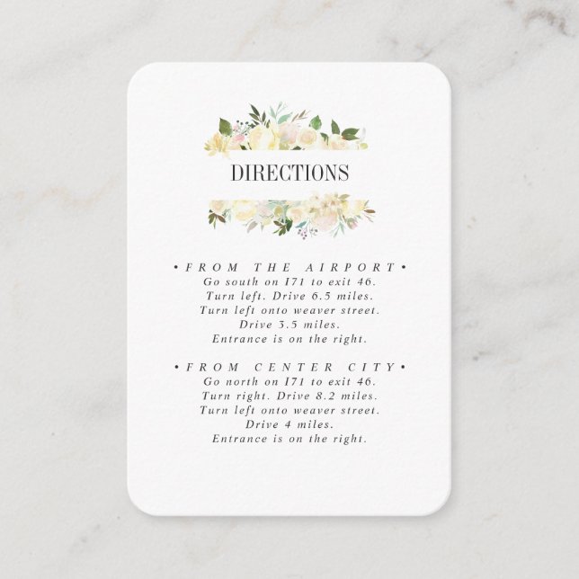 Cream and Grey Botanical WEDDING Directions Enclosure Card (Front)