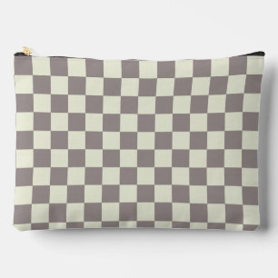 Cream and Grey Check Accessory Pouch