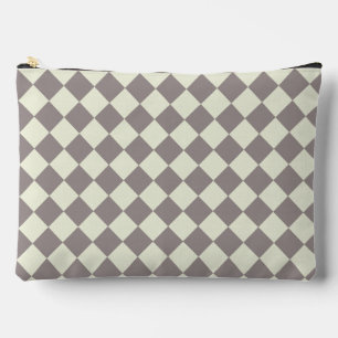Cream and Grey Diamonds Accessory Pouch