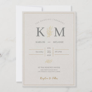 Cream And Grey Simple Minimalist Elegant Wedding Invitation