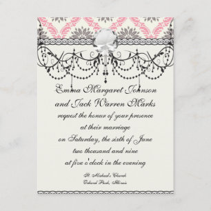 cream and grey tan damask bliss invitation