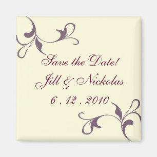 Cream and Lavender art nouveau design magnet